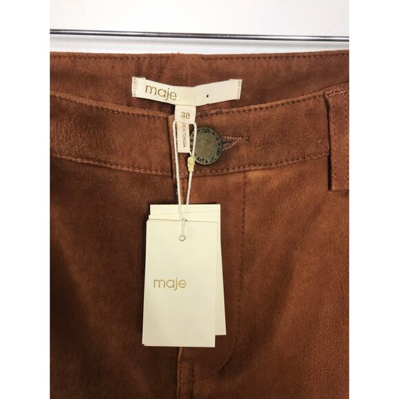 New Maje Women's 38 Pants Suede Leather Camel Brown Durable Versatile US Medium - Picture 5 of 15